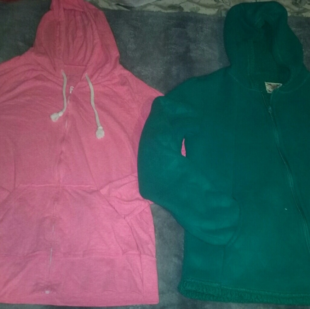 2 Basic Hoodies,Pink & Teal Green